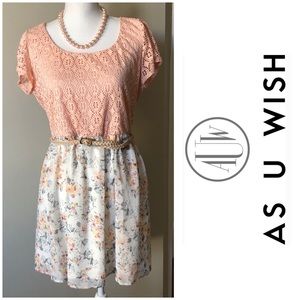 Juniors Spring Dress with attached belt.  Made by: As U Wish.
